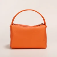 firmranch womens solid color luxury lychee pattern orange handbag trendy personality design crossbody high quality tofu bag box
