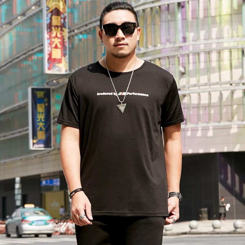 

Summer new men's fattening plus size short sleeve young men's fat solid color versatile round neck short sleeve T-shirt