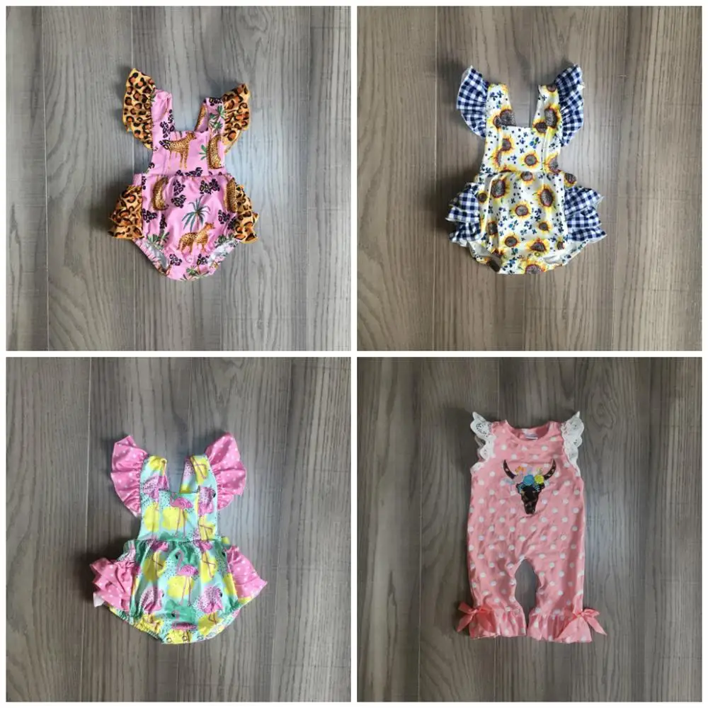 Детский хлопковый комбинезон для девочек летняя одежда в клетку с оборками