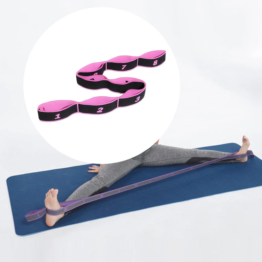 Фитнес ремень для йоги растягивающаяся резиновая петля Pink_8 петель|Эспандеры| |