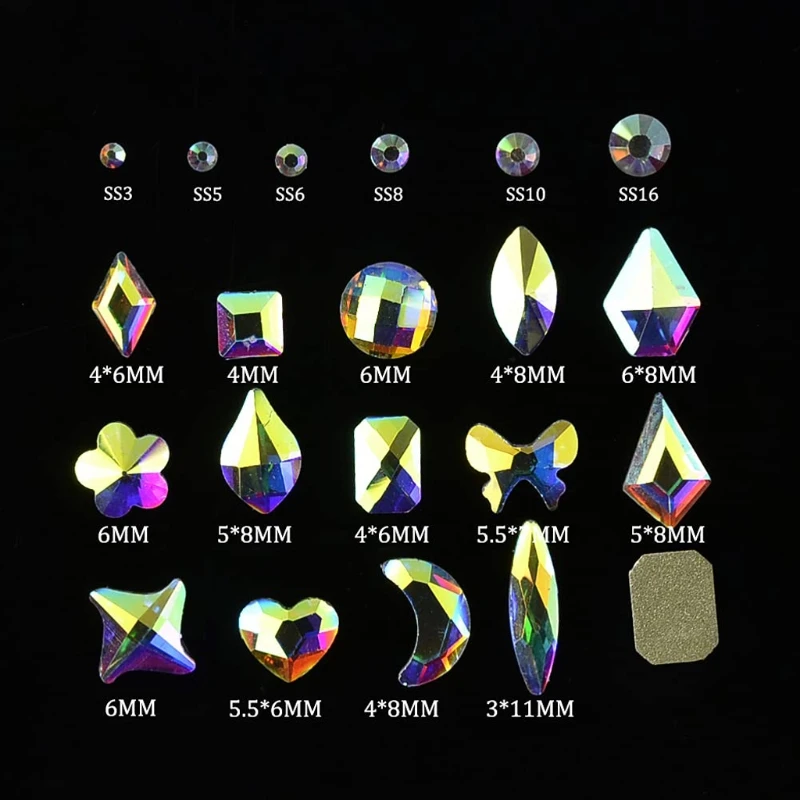8620Pcs/Box Multi Shapes Rhinestones Glass Flatback Professional Nail Art Decorations DIY Nails DIY Craft