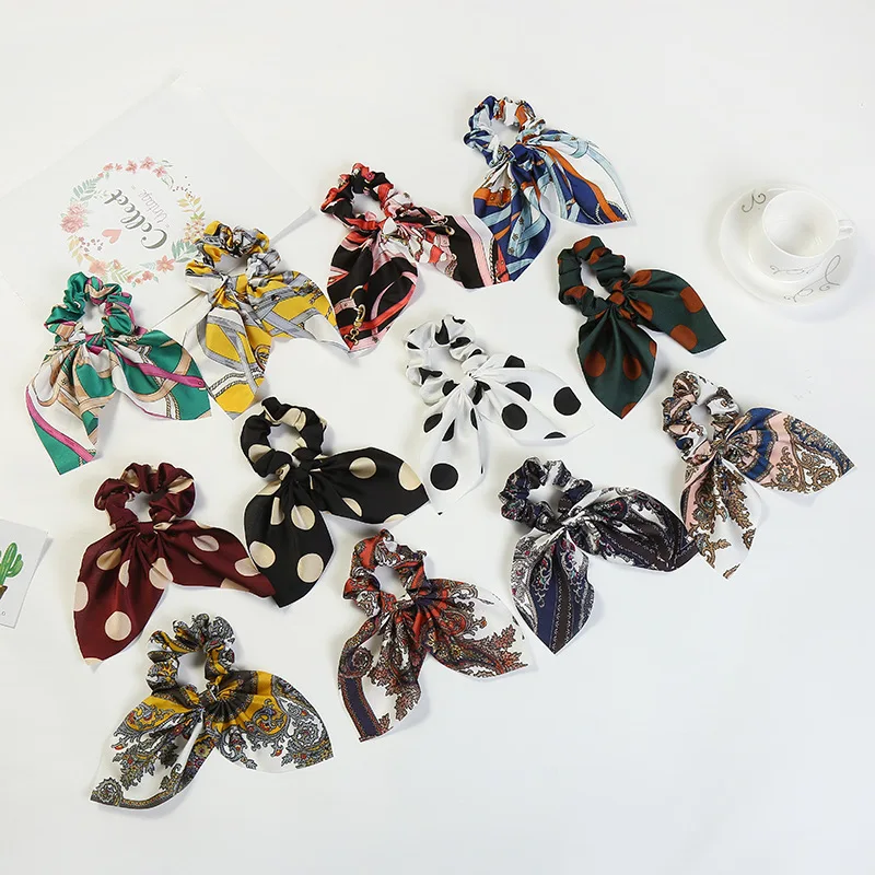 

Резинки для волос женские, шифоновые, атласные, шелковые, с бантом