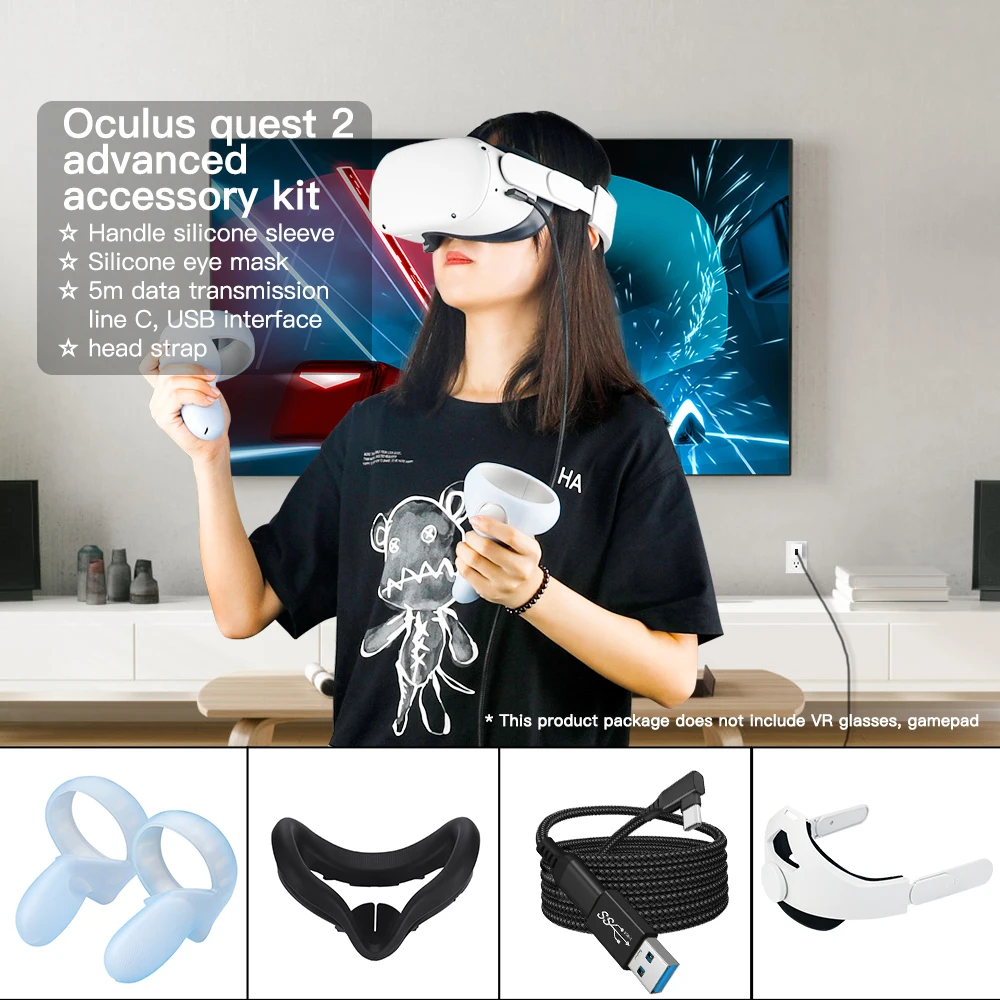 Подходит для Oculus Quest 2 Smart VR очки гарнитура с маской глаз силиконовый рукав кабель