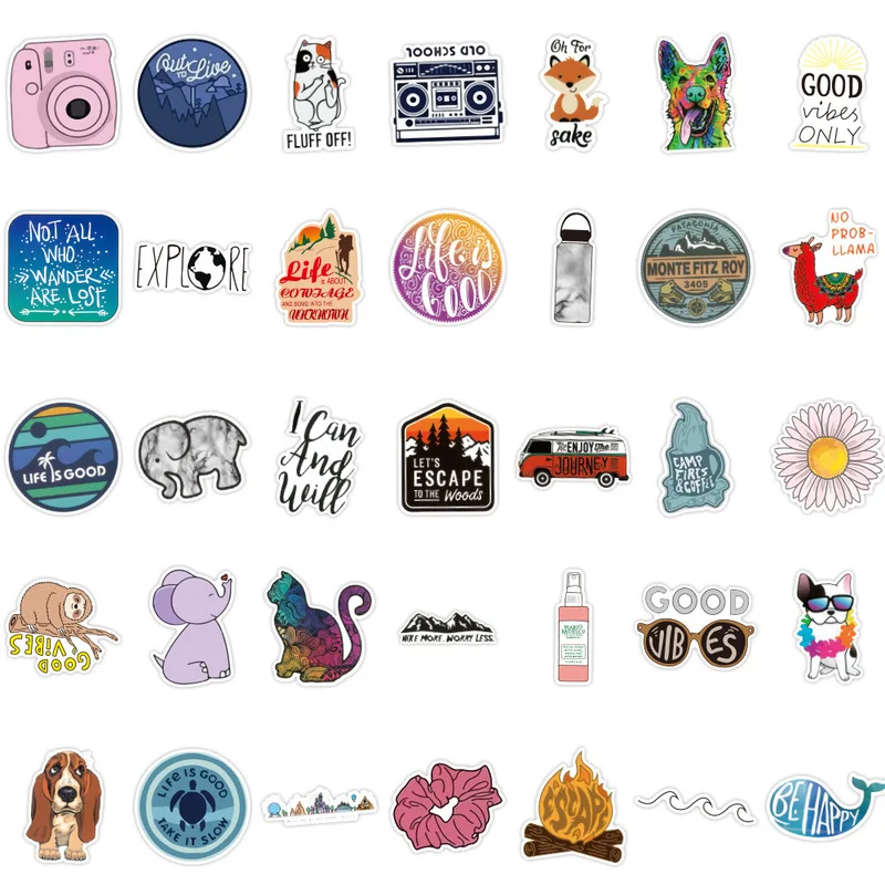 

35/70Pcs VSCO Vinyl Stickers Girl Essential Stuff for Water Bottles Stickers Suitable for Photo Luggage Laptop Trendy Stickers