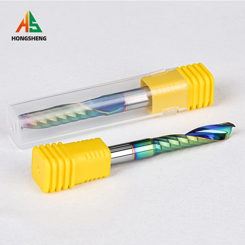 Твердосплавная Концевая фреза с цветным покрытием спиральная одной канавкой для