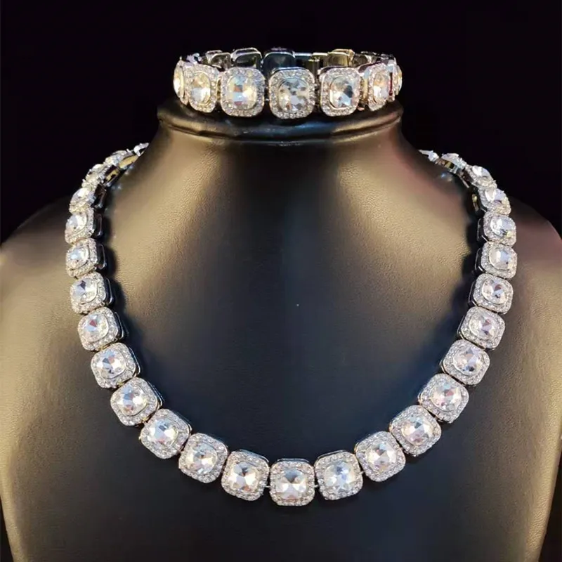 

Men Women Hip hop tennis Chain Necklace pave setting Square CZ stone Hiphop iced out bling Chain Necklaces fashion jewelry gifts