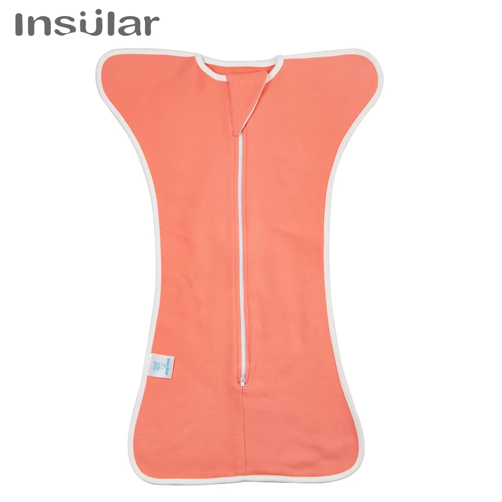 

Newborn baby sleeping bags cotton zipper swaddle blanket wrap sleeping bag + hat 2pcs size 0-6m