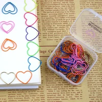 50pcsbox heart bookmark metal paper clip decor colorful book note decoration binder clip stationery office student supplies