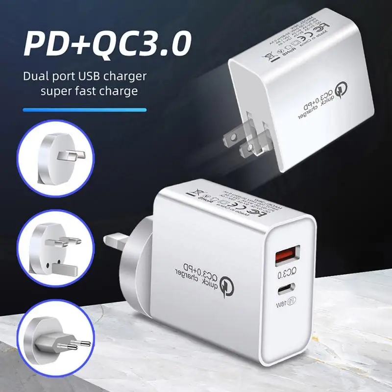 

Quick Charge 3.0 36W USB-C Power Adapter Fast PD Charger For IPhone 11 12 Xs X 8 PD 3.0 USB Type C Charger Wall Charger
