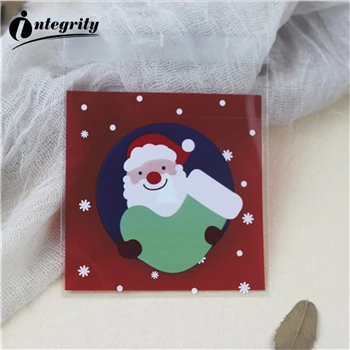 {D& P 100pcs 10X10+ 3 см Рождество печенья конфеты упаковки хлеба самоклеящаяся Пластик печенье закуски выпечка посылка милые сумки через плечо - Цвет: CUTE 12