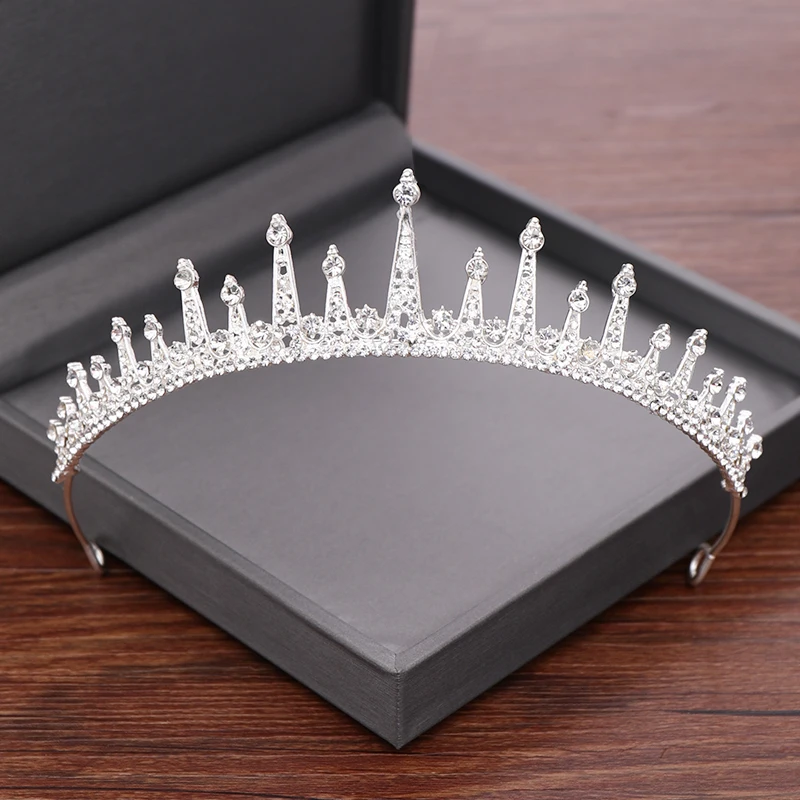 

Newest Rhinestone Bride Tiaras and Crown Wedding Hair Accessories Bridal Crown Silver Color Wedding Crystal Tiara Headpiece