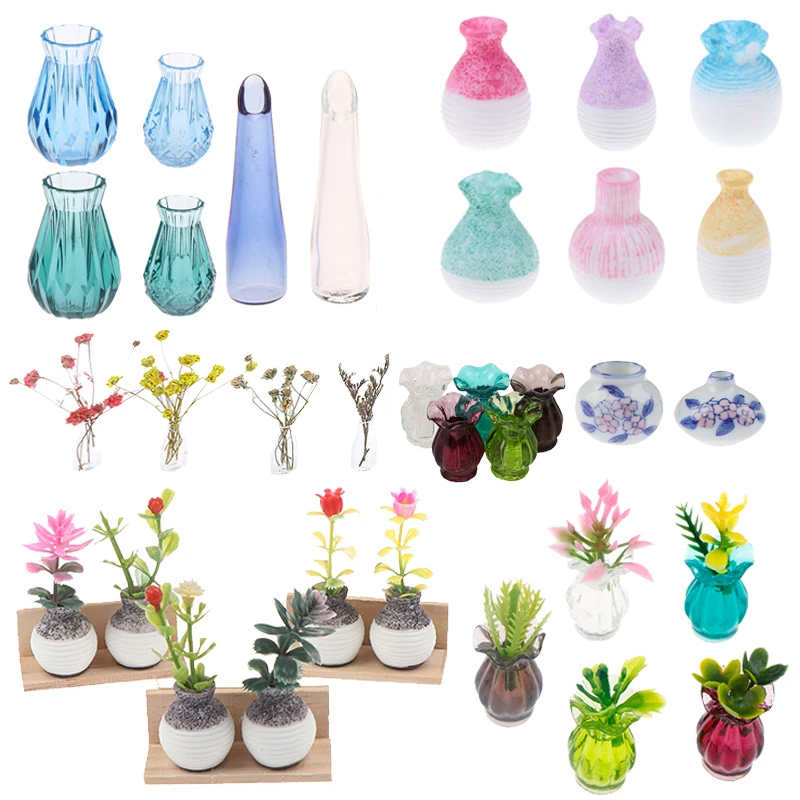 

1/5PCS Doll House Mini Accessories Creative Nordic Multicolor Vase Dollhouse Miniature Kitchen Furniture Simulation Toys
