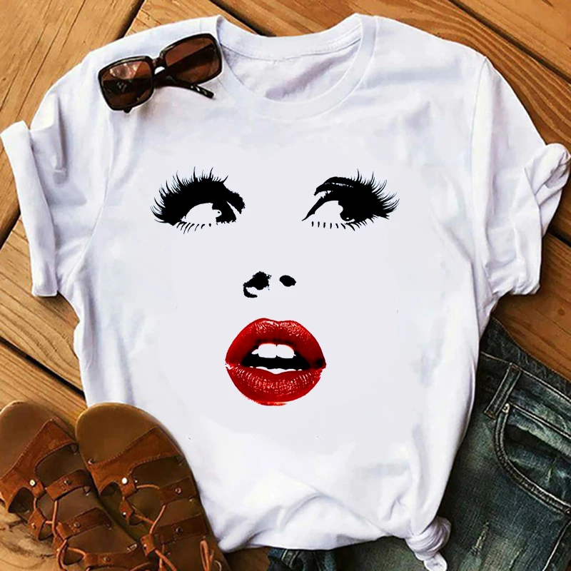 

Plus Size o-neck Eye Pattern Tee Tops Women Casual Short Sleeve T-shirt Summer Funny Eyes Harajuku Tshirts Ladies Clothing