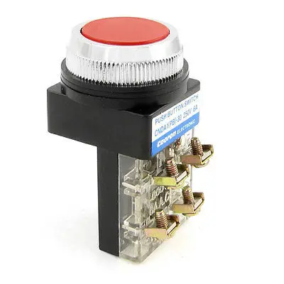 Монтажный мгновенный красный плоский кнопочный переключатель DPST 250VAC 6A