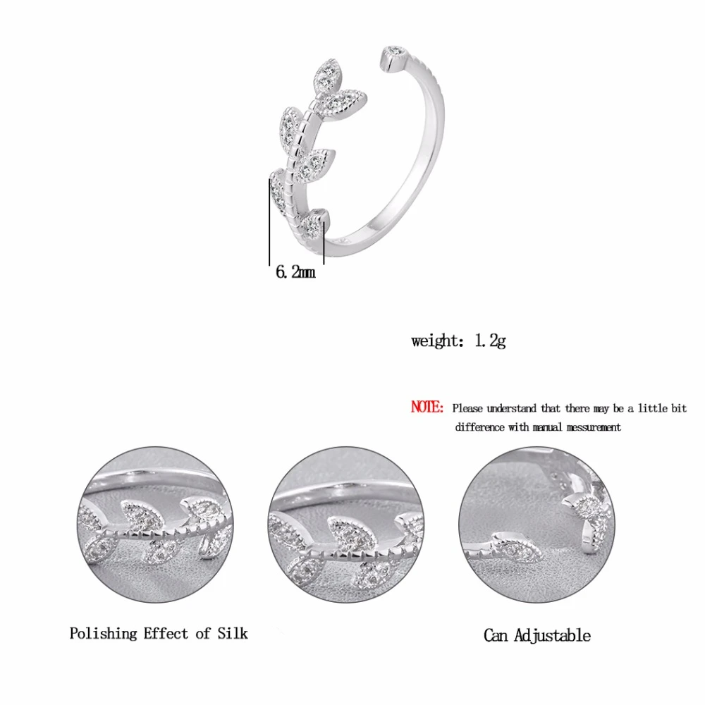 Новинка кольцо Kinitial с листьями Лавры Открытое из кристаллов ювелирные изделия