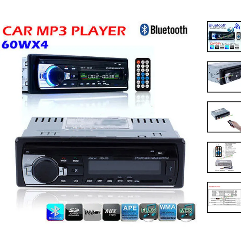 JSD520 Aux Usb для автомобиля репродуктор De Musica Para Карро Mp3 музыкальный плейер в машине Para Карро растения аудио Радио Bluetooth автомобильный набор, свободные руки