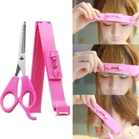 diy pink artifact styles horizontal teeth professional layers clipper pruning women girls hair cutting guide tools bangs