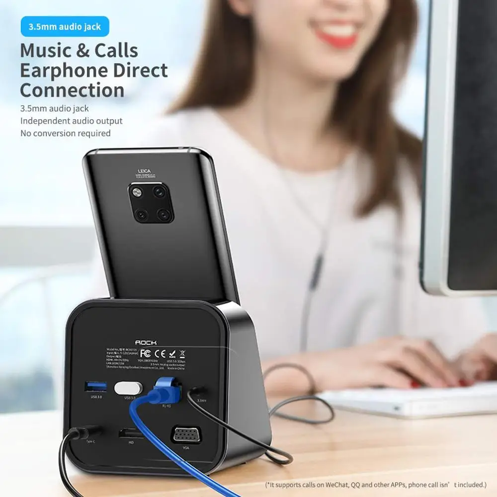 Док станция ROCK USB C Dex для 3 0 HDMI HUB Huawei P20 P40 Pro Samsung S20 10 док порты RJ45 usb концентратор Type