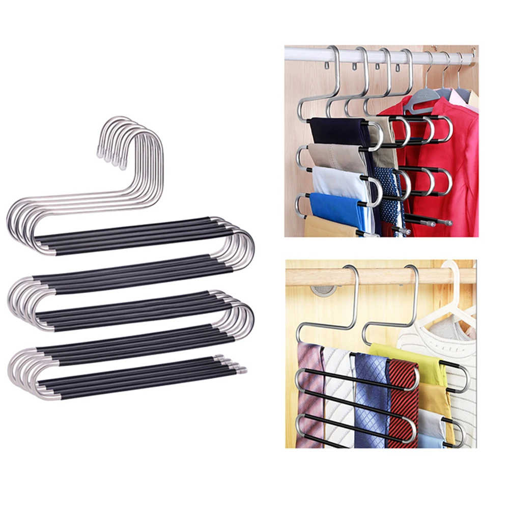 Trouser Hanger Hangers S-Type Clothes Pants Non-Slip Closet Organizer For Scarf Jeans Trousers Towels | Дом и сад