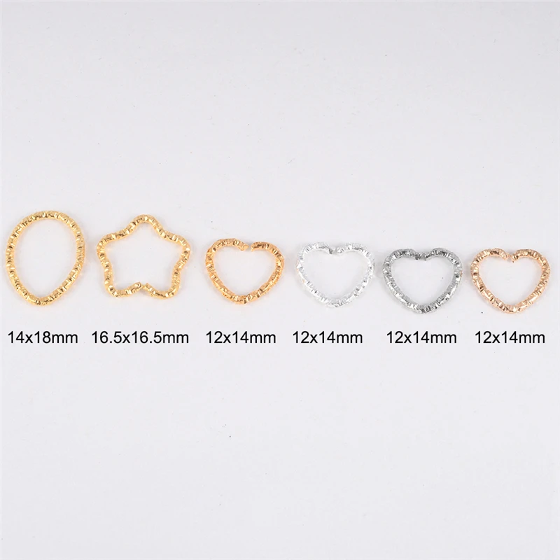 

50Pcs/Lot Heart Star Water Drop Open Jump&Split Rings Gold Silver Color DIY Accessories Essential Jewelry Making Findings