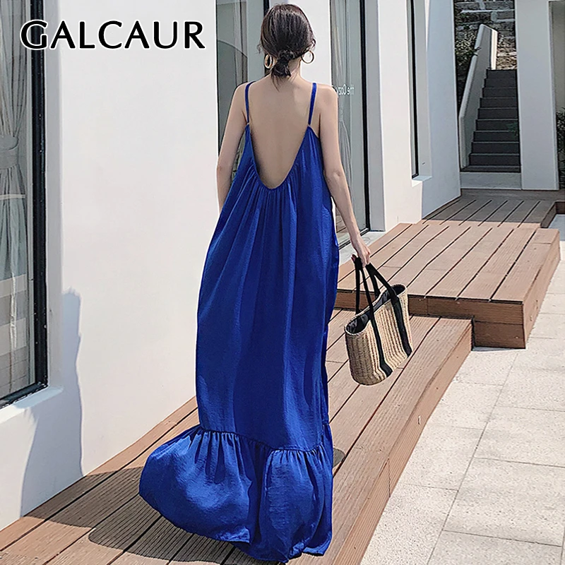 Винтажное Сексуальное Женское Платье GALCAUR с круглым вырезом без рукавов на