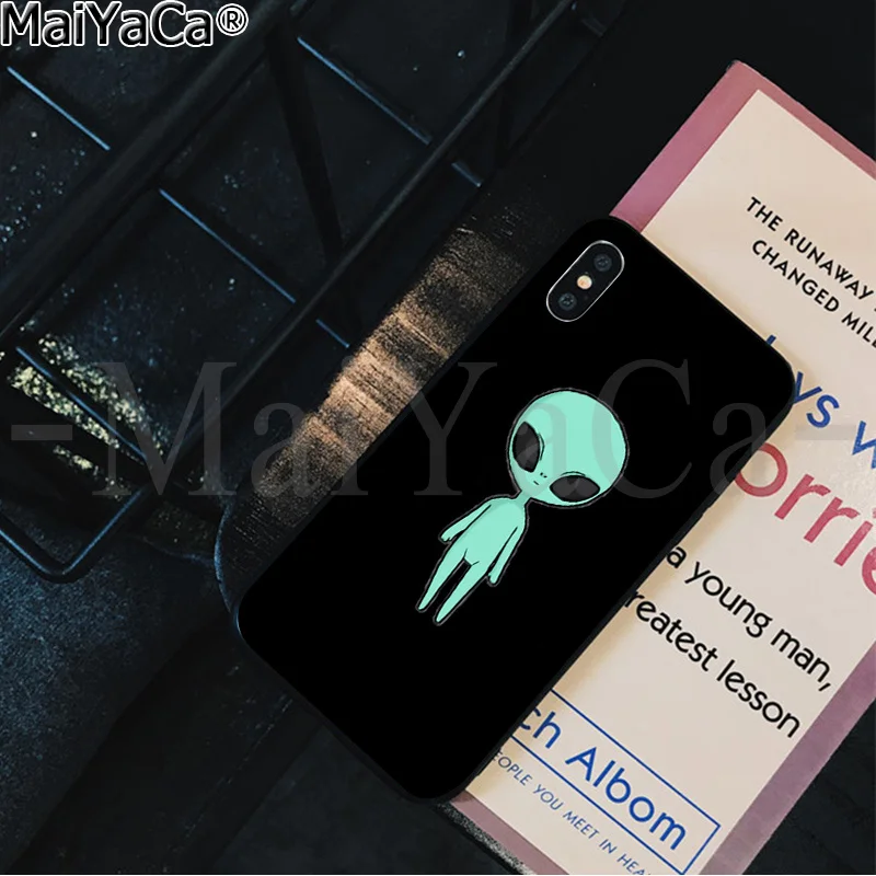 MaiYaCa эстетика милый мультфильм инопланетянин пространство окрашенный красивый чехол для телефона для iPhone 6S 6plus 7plus 8 8Plus X Xs MAX 5 5S XR