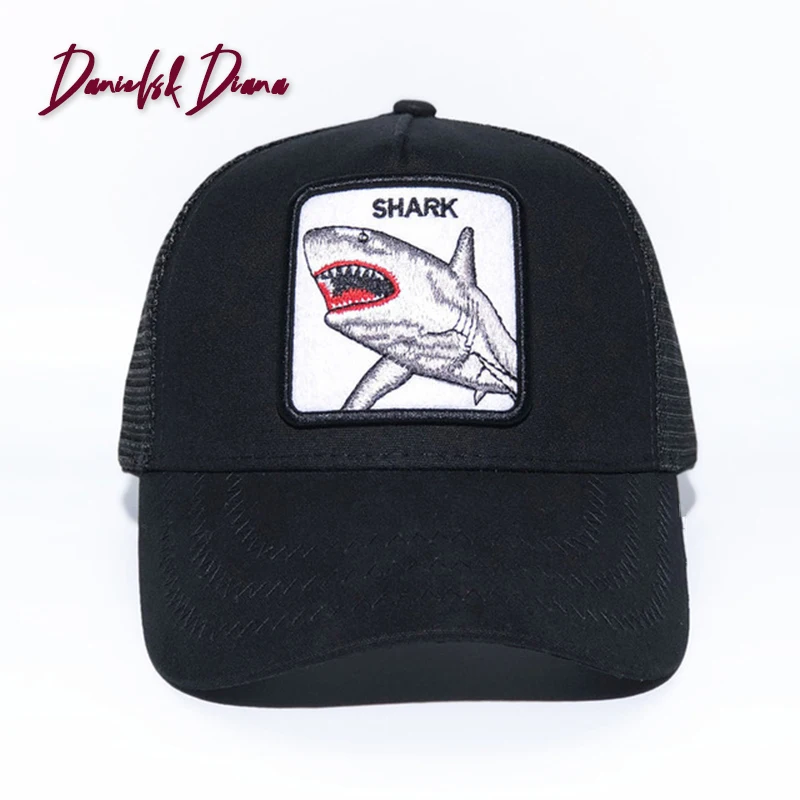 

2020 animal cartoon shark embroidery baseball net cap For Men spring summer dad hat sunshade adjustable size Holiday driver cap
