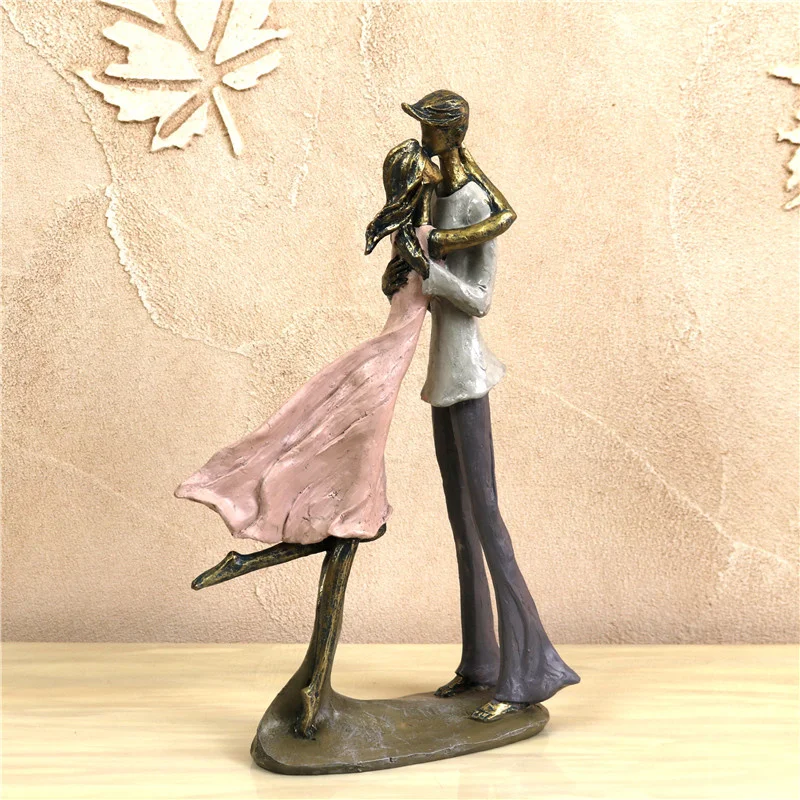 

Honey Kiss Lovers Figure Sculpture Abstract Cuddle Couple Statue Home Decor Figurine Sweetheart Gift Craft Ornament Accessories