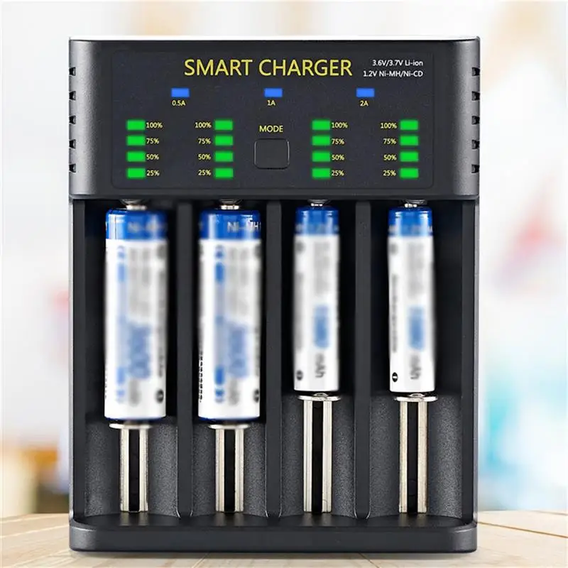 

Battery Charger Smart 4 Slots Cell Charging Adapter 18650 Lithium Rechargeable Battery Charger for lithium NiMH battery