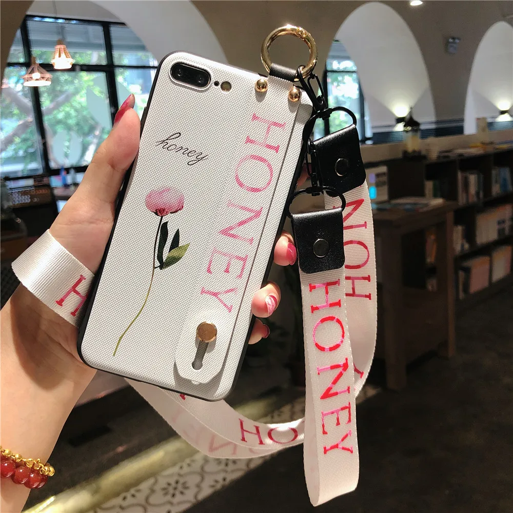 Модный цветочный 3D листья ремешок чехол для iPhone X XR XS 6 6s 7 8 plus макс с шнур шеи