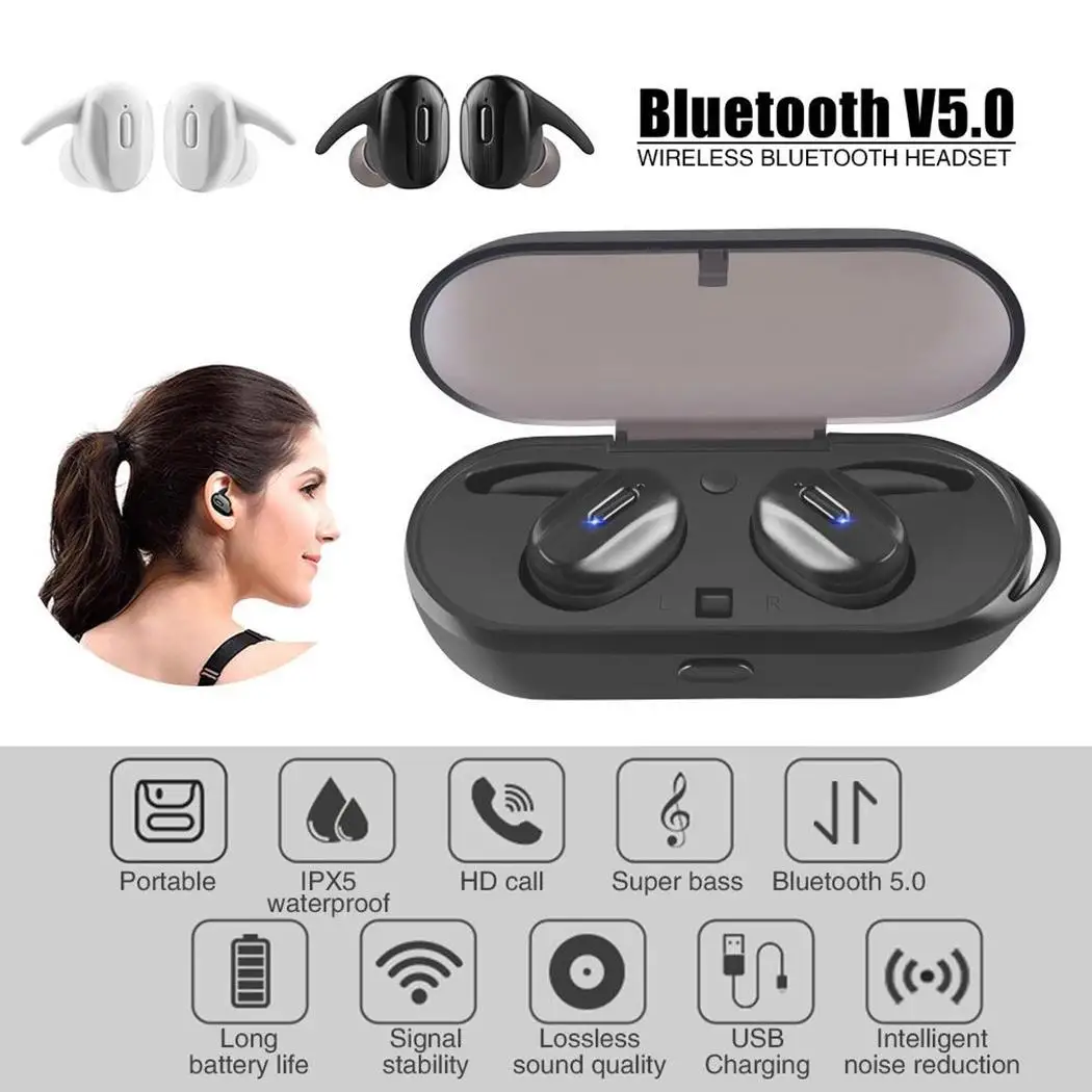 TWS Bluetooth 5 0 беспроводной спортивный водонепроницаемый набор воспроизведения