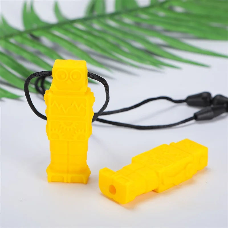 2pcs/set Baby Teether pendant Pencil Topper Robot Chew Necklace Food Grade Silicone Sensory Chewing Figurine Toy Kid Autism ADHD | Мать и