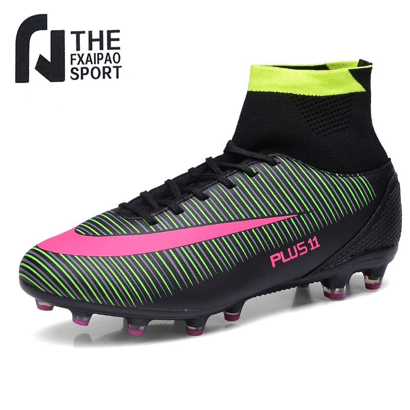

Men's Soccer Shoes Teenager High Ankle Cleats Antiskid Grass Training Football Boots FG/TF Kids Soft Breathable Outdoor Sneakers