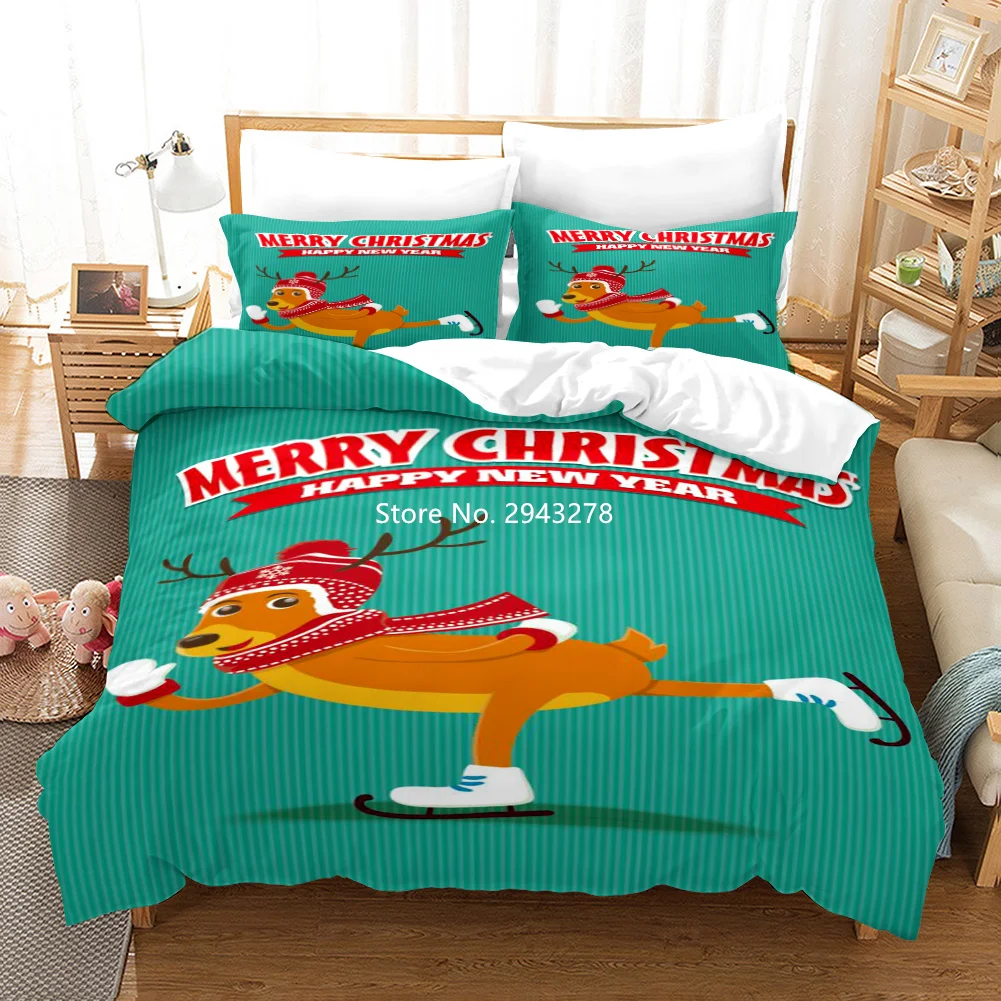 

3D Duvet Cover Bedding Set Premium Quilt Cover Pillow Cover Santa Moose Pattern Suitable for Holiday Home Decor In Full Size
