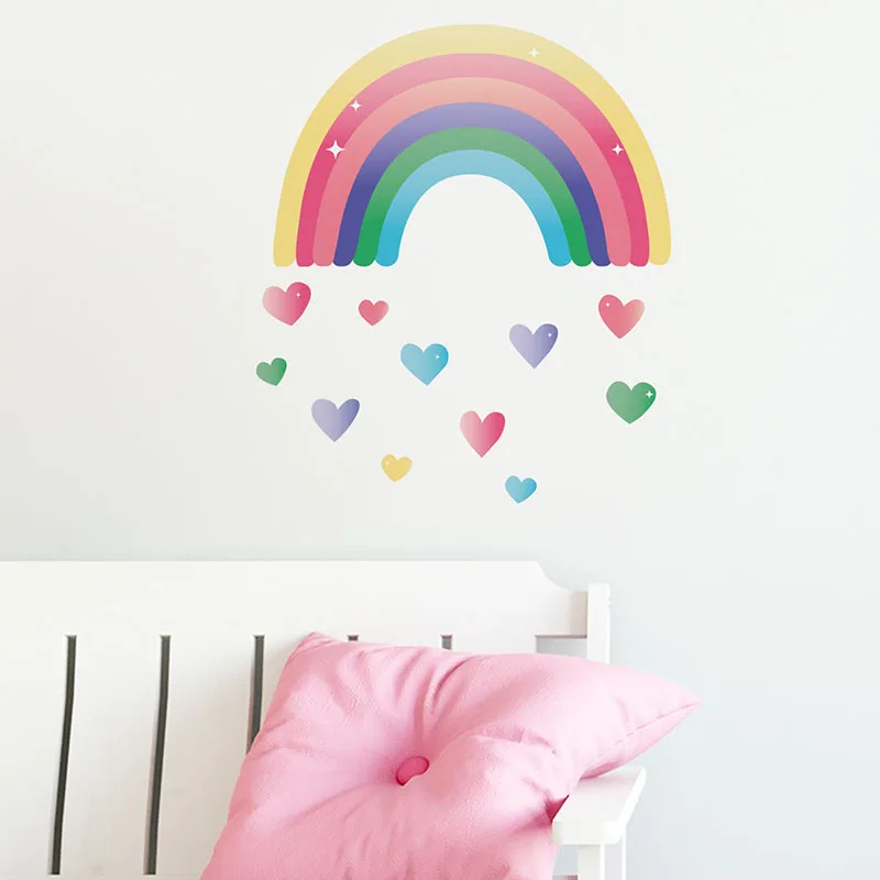 Cartoon love rainbow Wall Sticker for kids child rooms living room bedroom decorations wallpaper colored Mural nursery stickers | Дом и сад