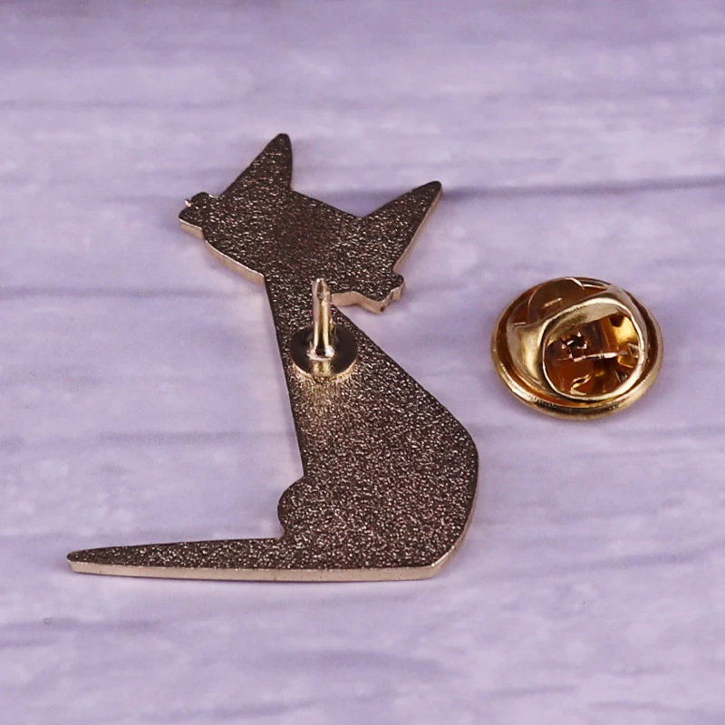 Луна черная кошка эмали штырь Луны брошь в виде кошки Симпатичные magic pet значки с