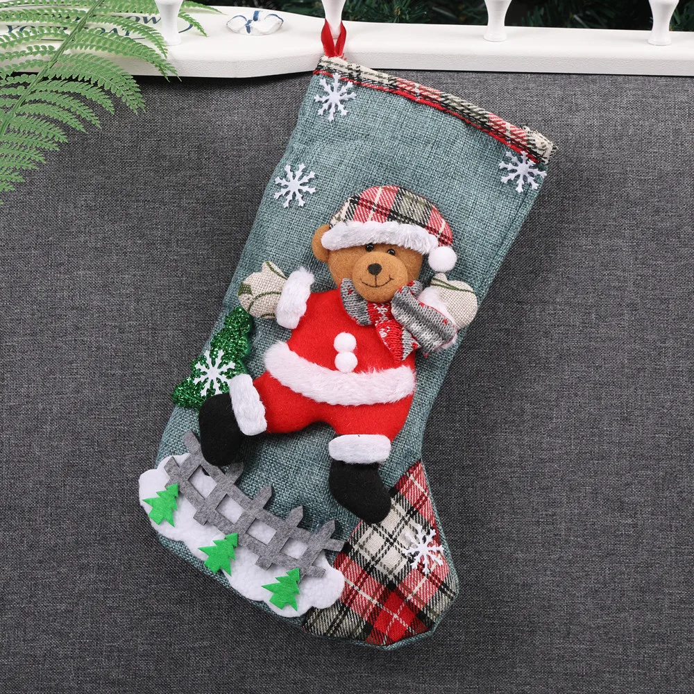 1PC Hot Sale Christmas Xmas Tree Hanging Party Decor Santa Stocking Sock Gift Candy Bags Socks L*5 | Дом и сад