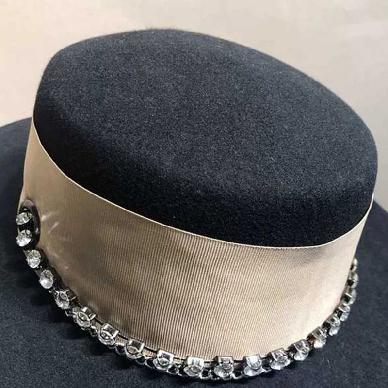 Women Wool Top hat Ribbon Fedora Hat Gentleman Elegant Lady Winter Autumn Wide Brim Panama Sombrero Cap gorros mujer invierno