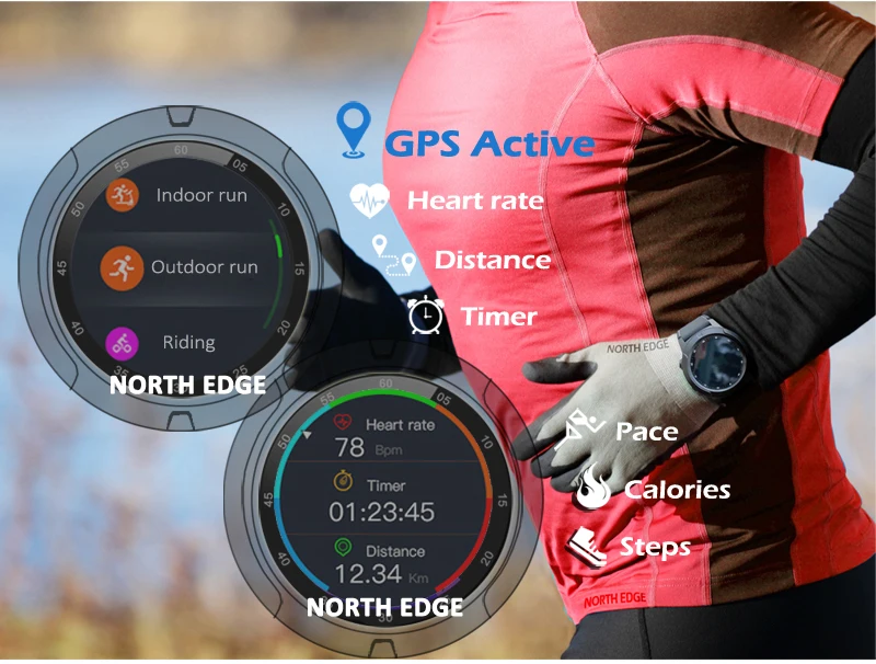 Gps Смарт-часы для мужчин s цифровые часы сердечного ритма высота барометр компас Smartwatch для мужчин Бег Спорт фитнес трекер Северный край