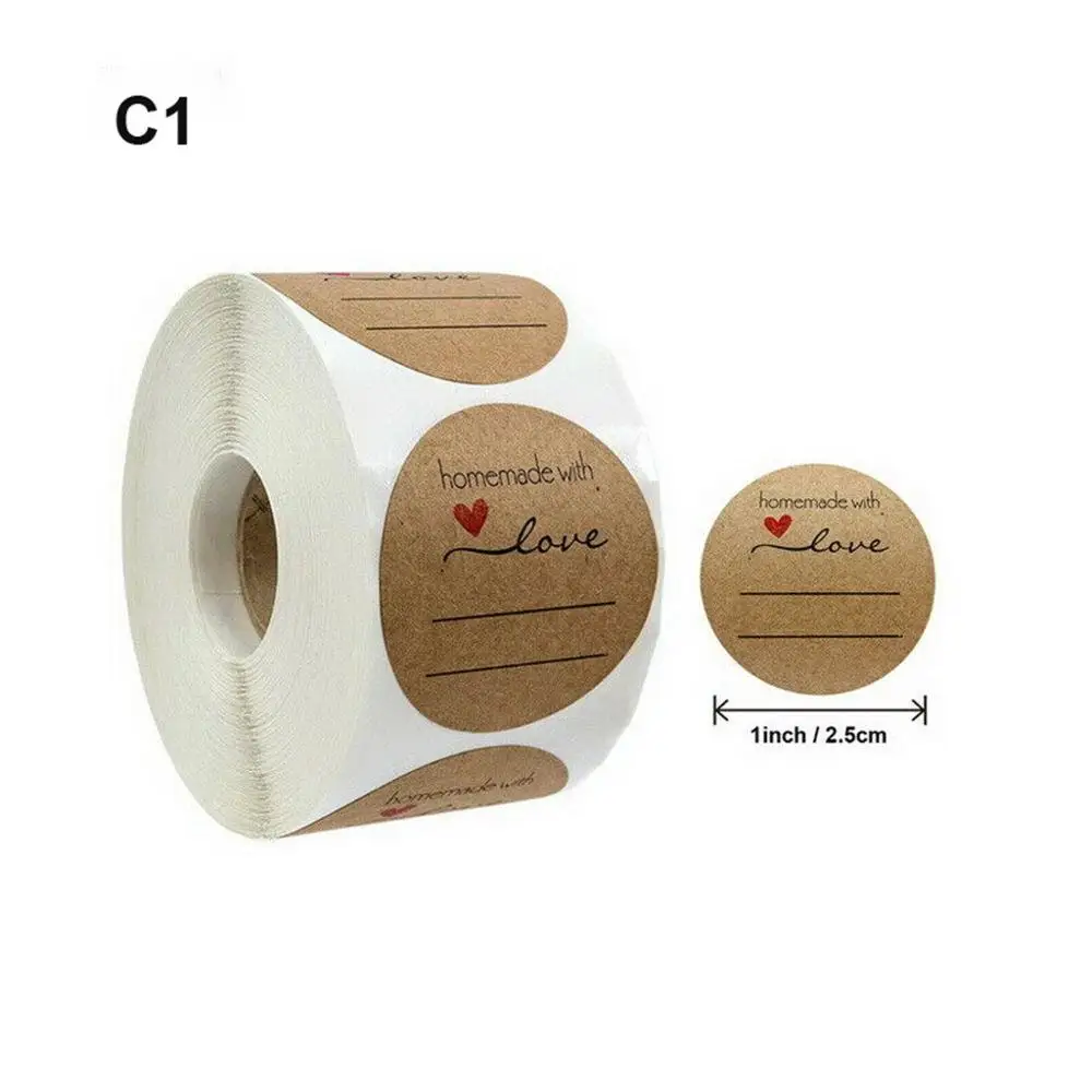 500 шт Круглые этикетки ручной работы из крафт бумаги популярное розовое золото