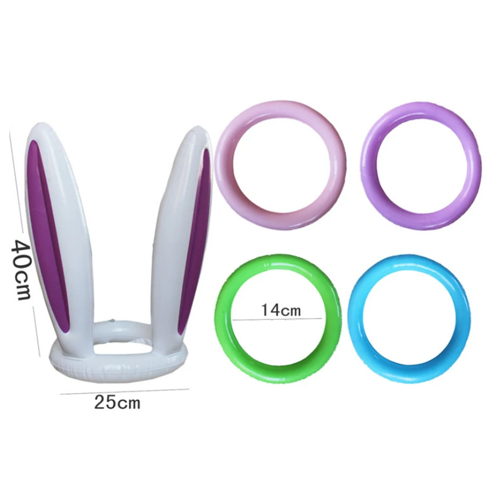 

Cute Outdoor Holiday Toss Game Party Themed Kids Hat Inflatable Toy Easter Gift Funny Rabbit Ear PVC With Ring