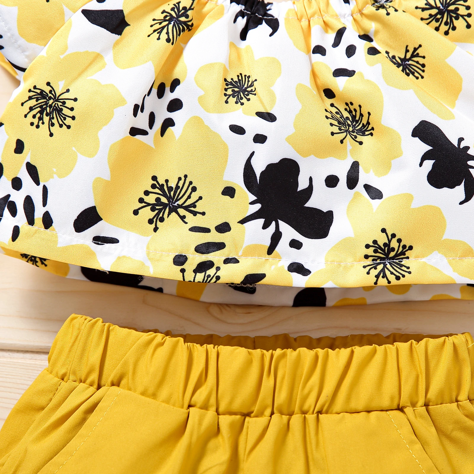 

2Pcs Kids Baby Girls Outfits Floral Print Short Sleeve Square Tops Solid Shorts Summer Infant Toddler Casual Sets 6M-3T