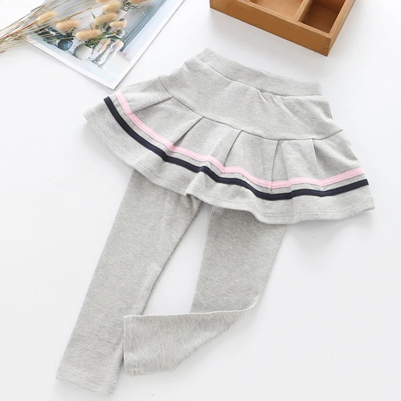 Осенние детские симпатичные хлопковые леггинсы для маленьких девочек Полосатая