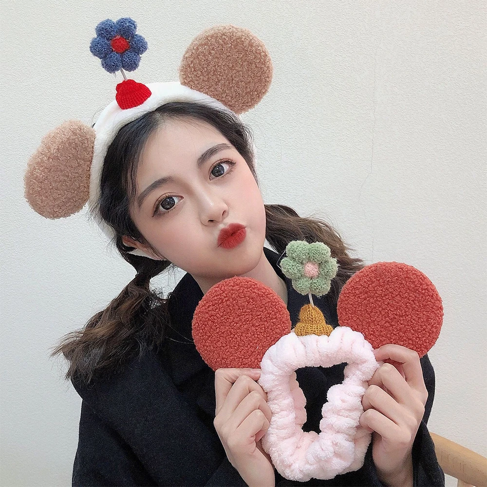 Женская повязка на голову милый маленький цветок плюш удобный для мытья лица