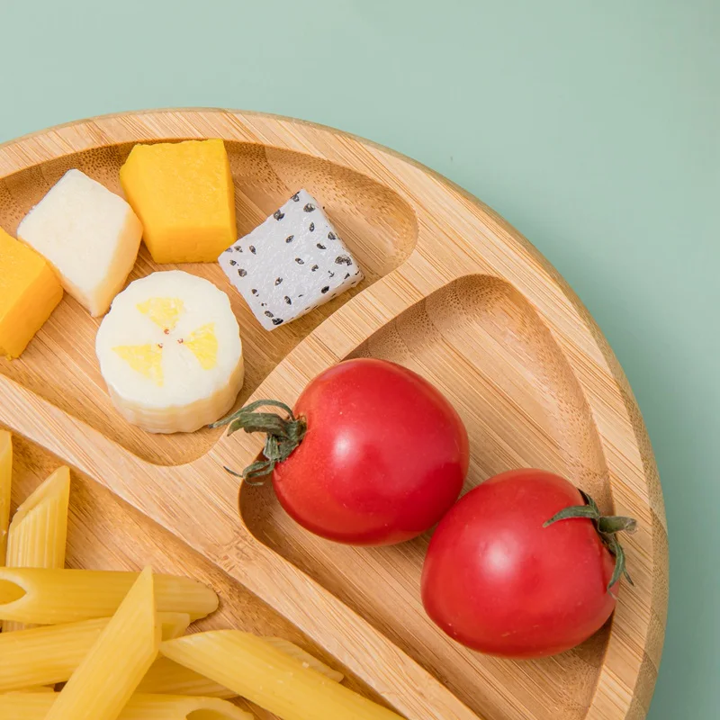 

Baby Feeding Bowl Baby Dinner Plate Wooden Kids Feeding Dinnerware With Silicone Suction Cup Wooden Fork Spoon Children's Dishes