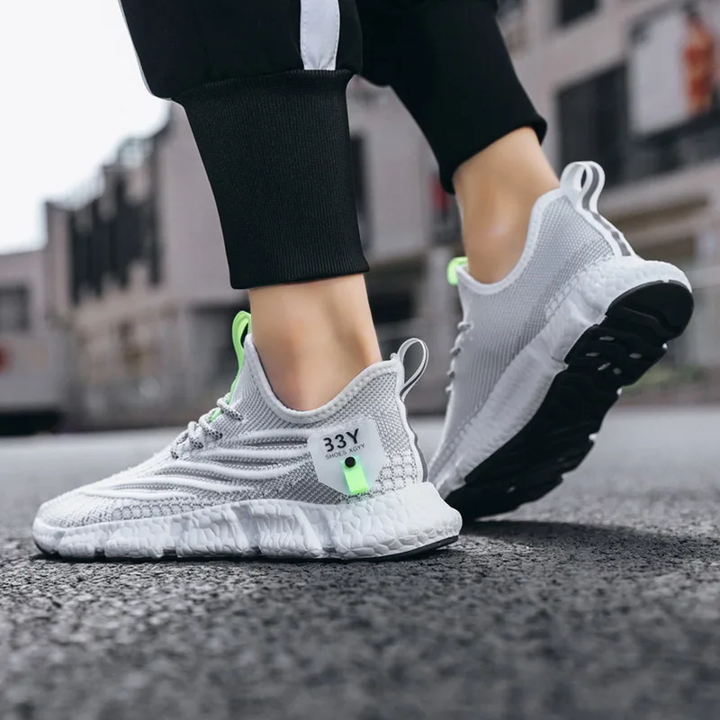 

Weave Men's Running Shoe Lightweight Sneakers Men Vulcanize Shoes Lace Up Comfortable Walking Sports Shoes 2021 Casual Zapatos