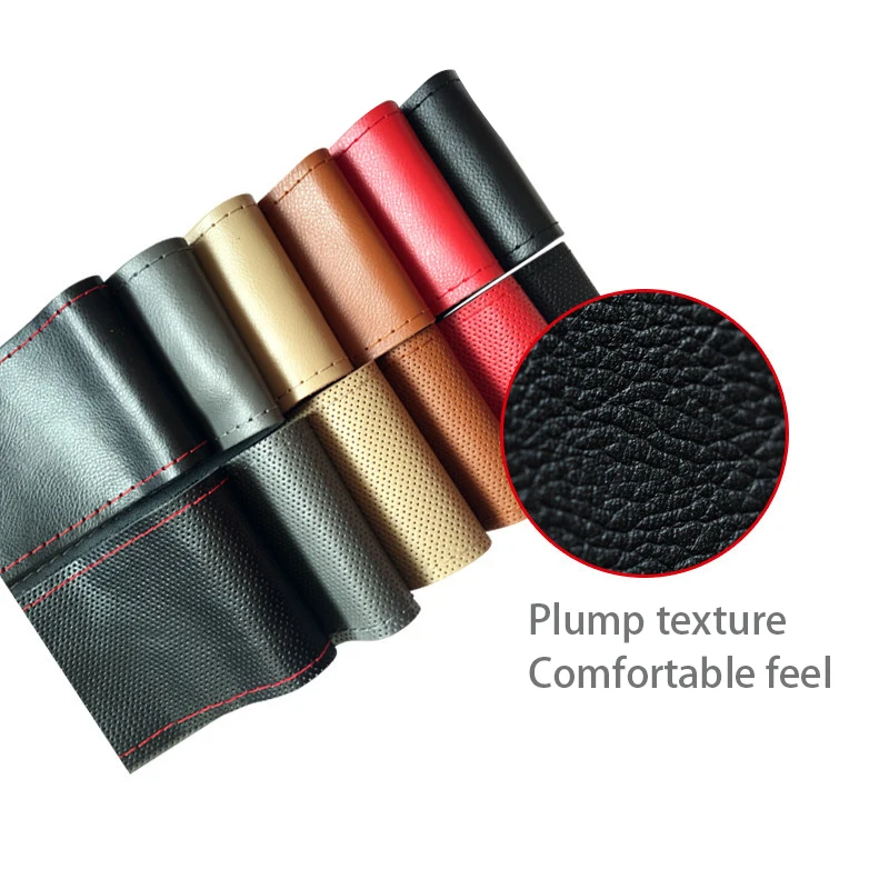 Чехол на руль из натуральной кожи для автомобиля нескользящий ручного шитья