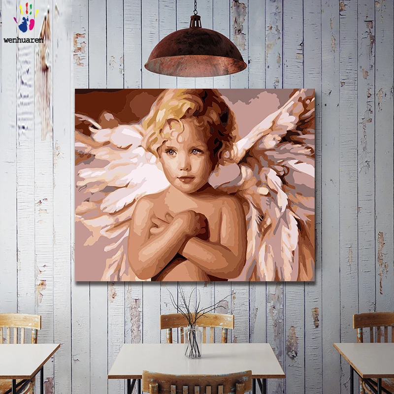 Картины маслом &quotсделай сам&quot сделаны из цифр и цветов а рисунок ангела может