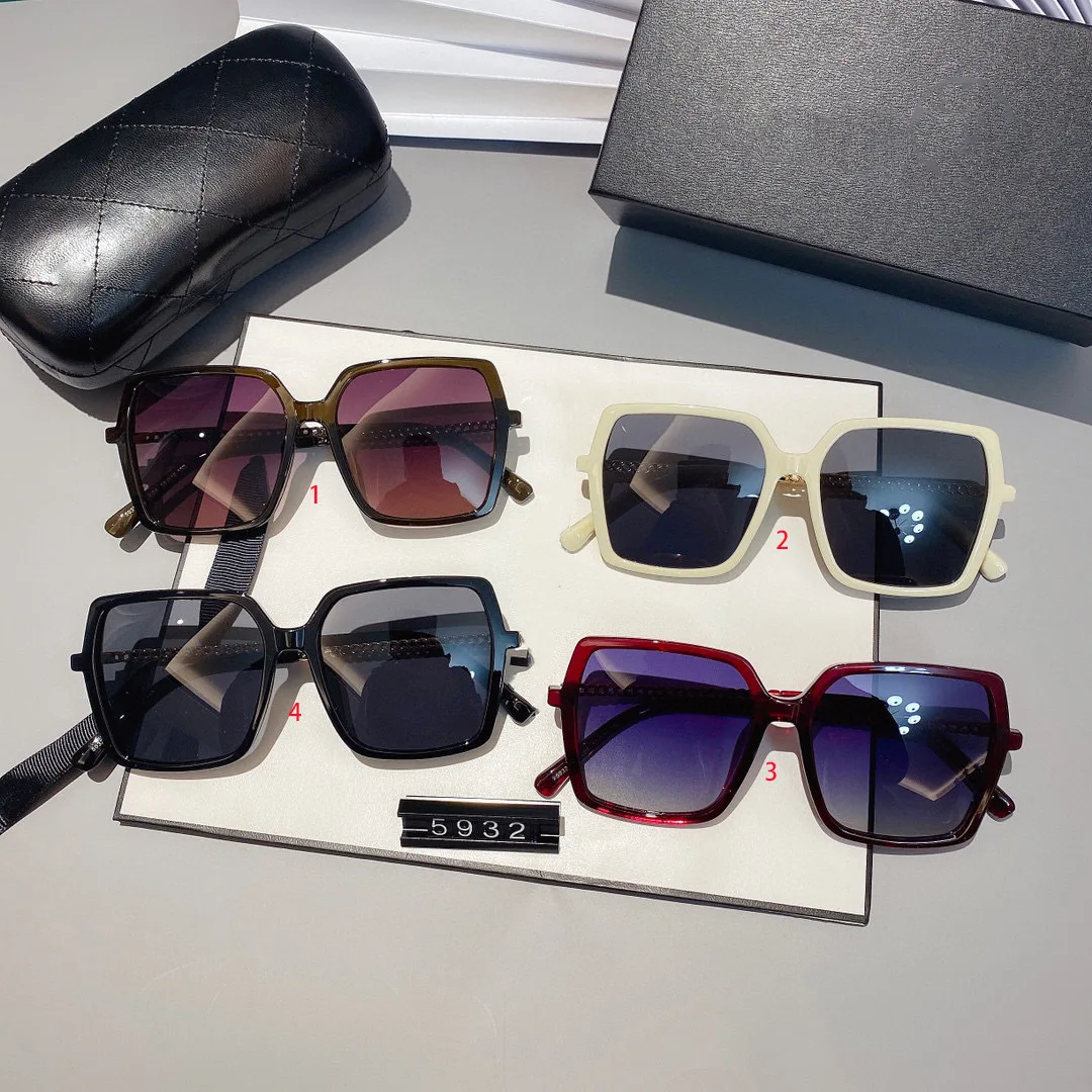 

Designer Original Brand Polarized Sunglasses With Chain Oversized Frame Square Driving Shades Glasses Women Men Eyewear Gift