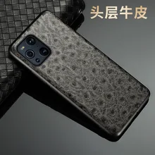 New Hot Luxury Genuine Leather Ostrich Grain Cover Fitted Case For Oppo Find X3 X2 Pro Cases